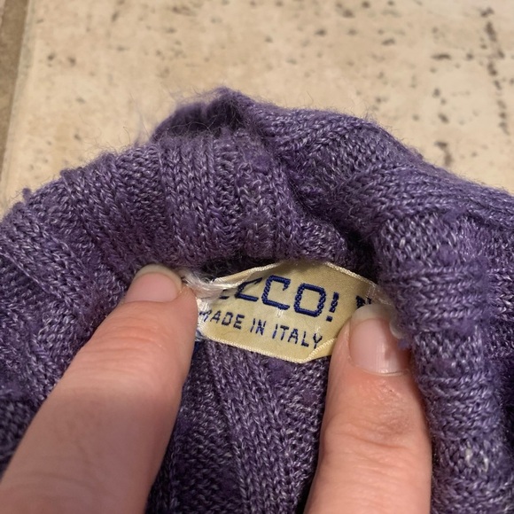 Vintage Zecco! Made in Italy Purple Ribbed Turtleneck Sweater Tunic Large - Picture 2 of 7